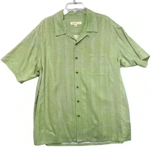 Joseph & Feiss Men's Green 100% Silk Hawiian Camp Shirt SIZE-XXL - Picture 1 of 5